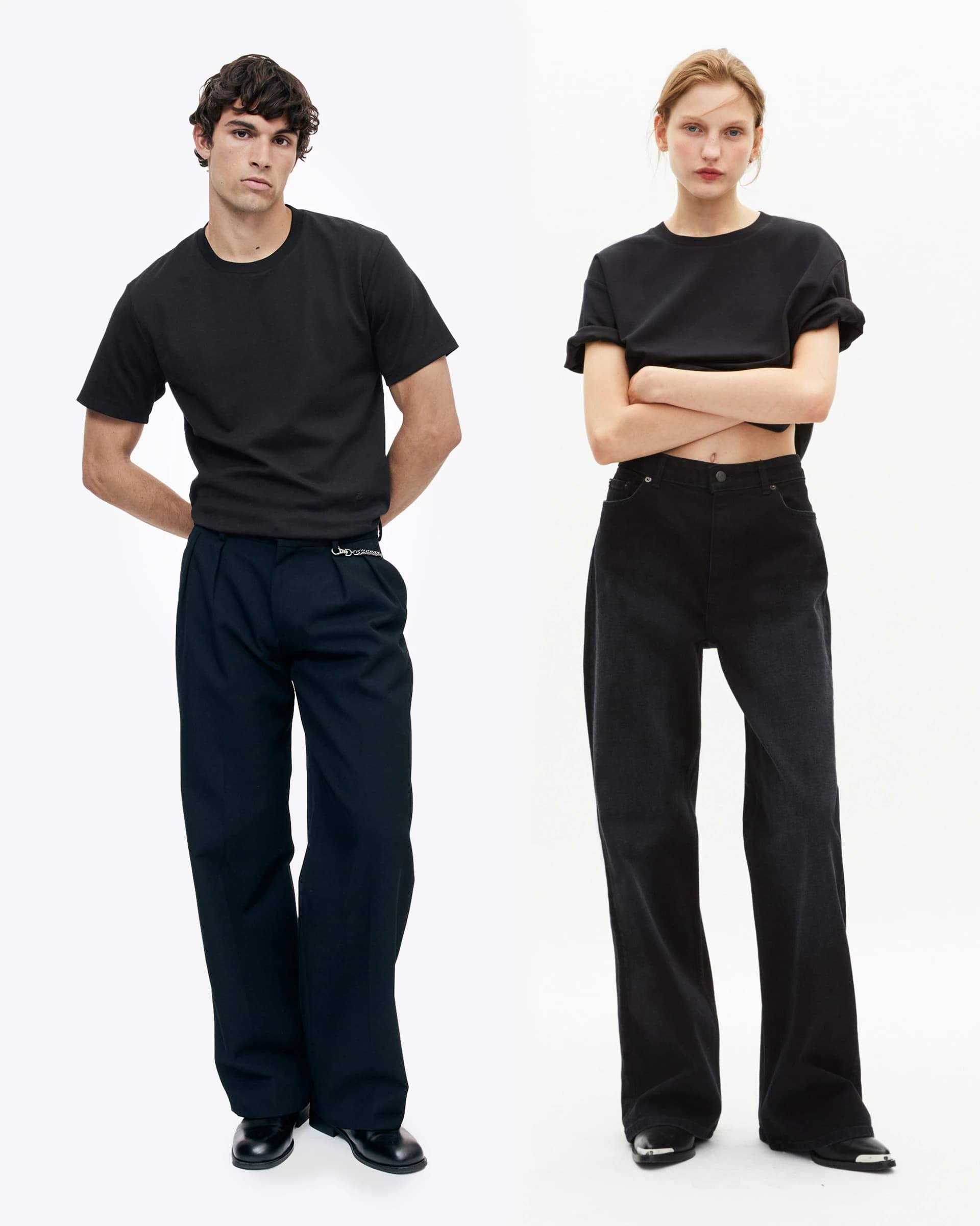 Pantalon large à chaîne noir