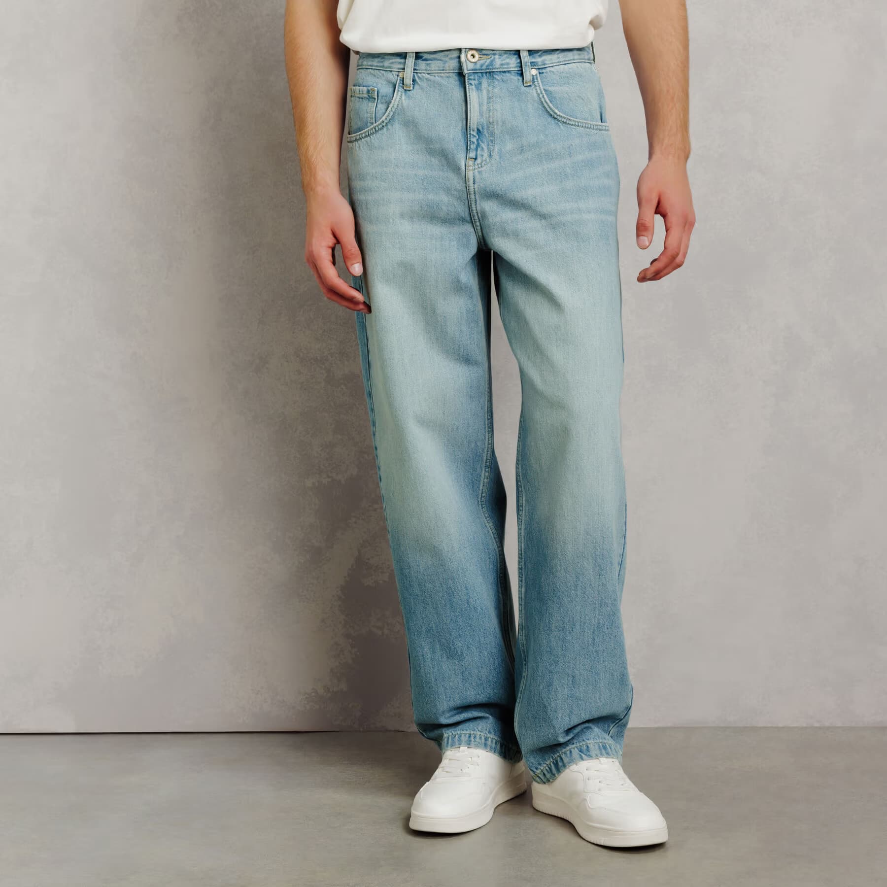 Jean skateur délavé 100% coton Bleu moyen