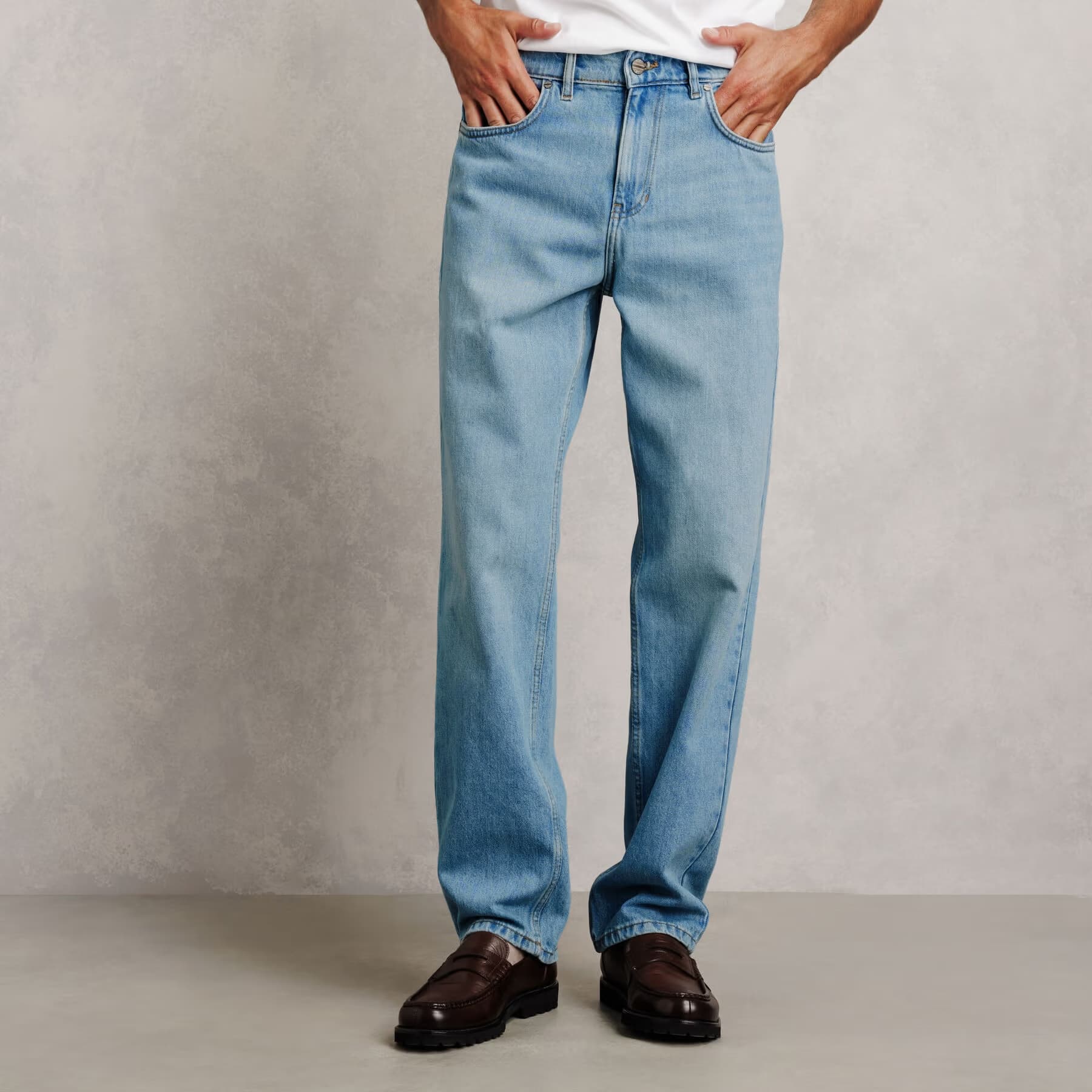 Jean loose RE-JEAN délavé 100% coton Bleu moyen