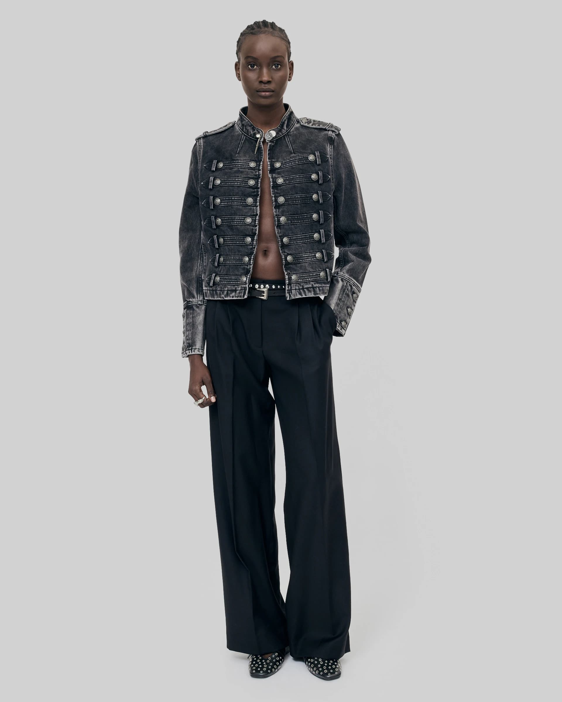 Blouson en cuir marron