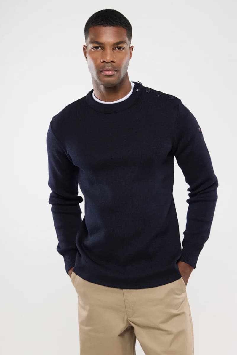 Pull marin uni Fouesnant - laine