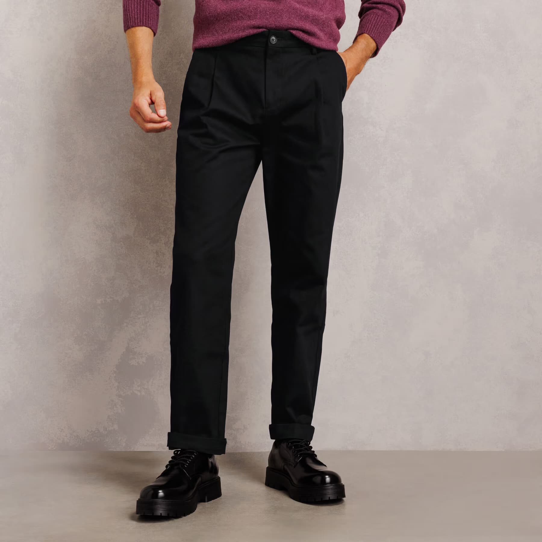 Pantalon chino loose 100% coton Noir