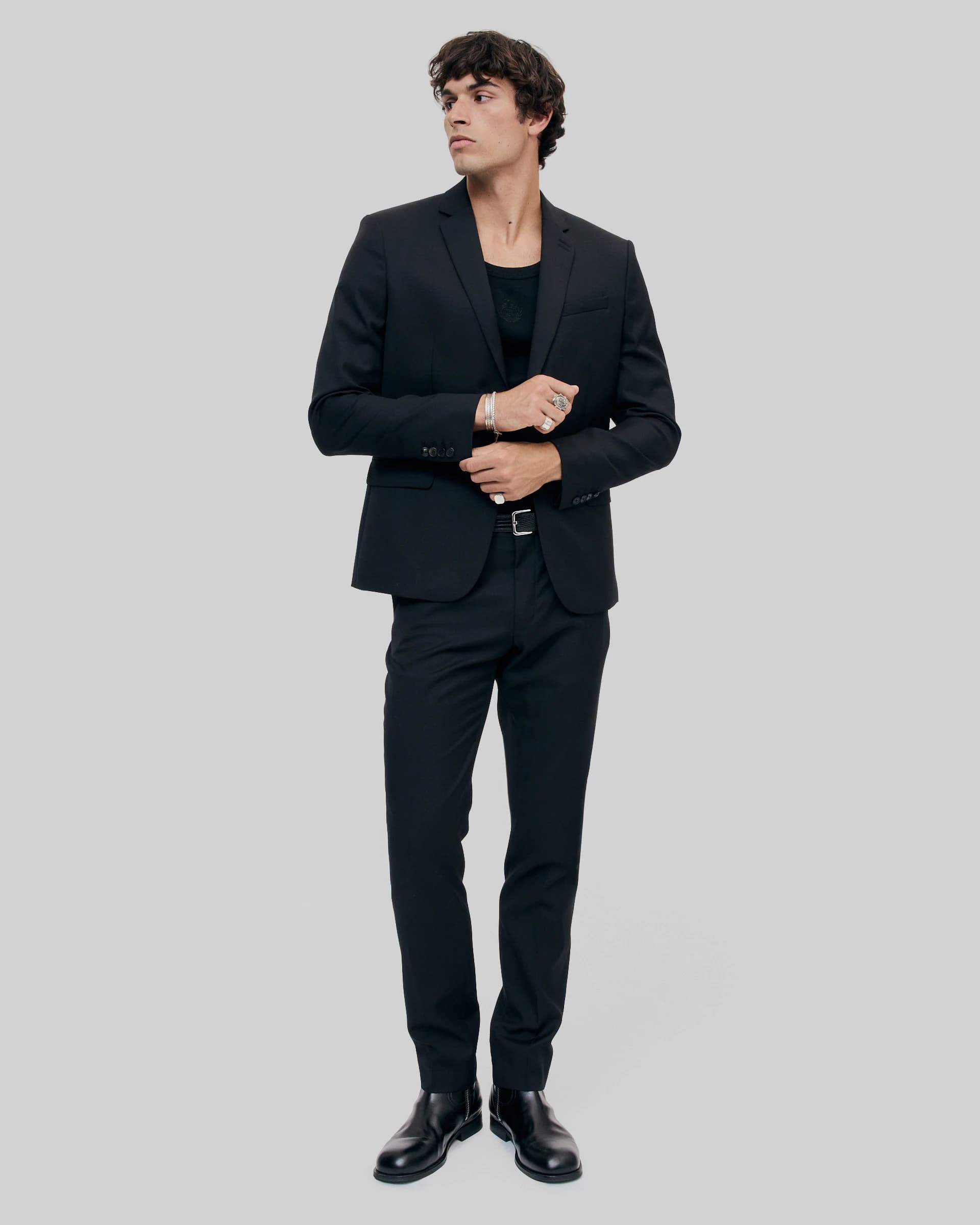 Blouson en suède à zip décalé noir