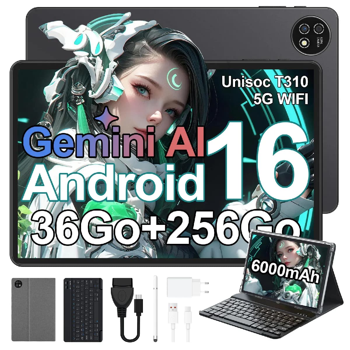 VANWIN Tablette tactile 10,1"- Android 16- 36Go RAM - 256Go/1To TF