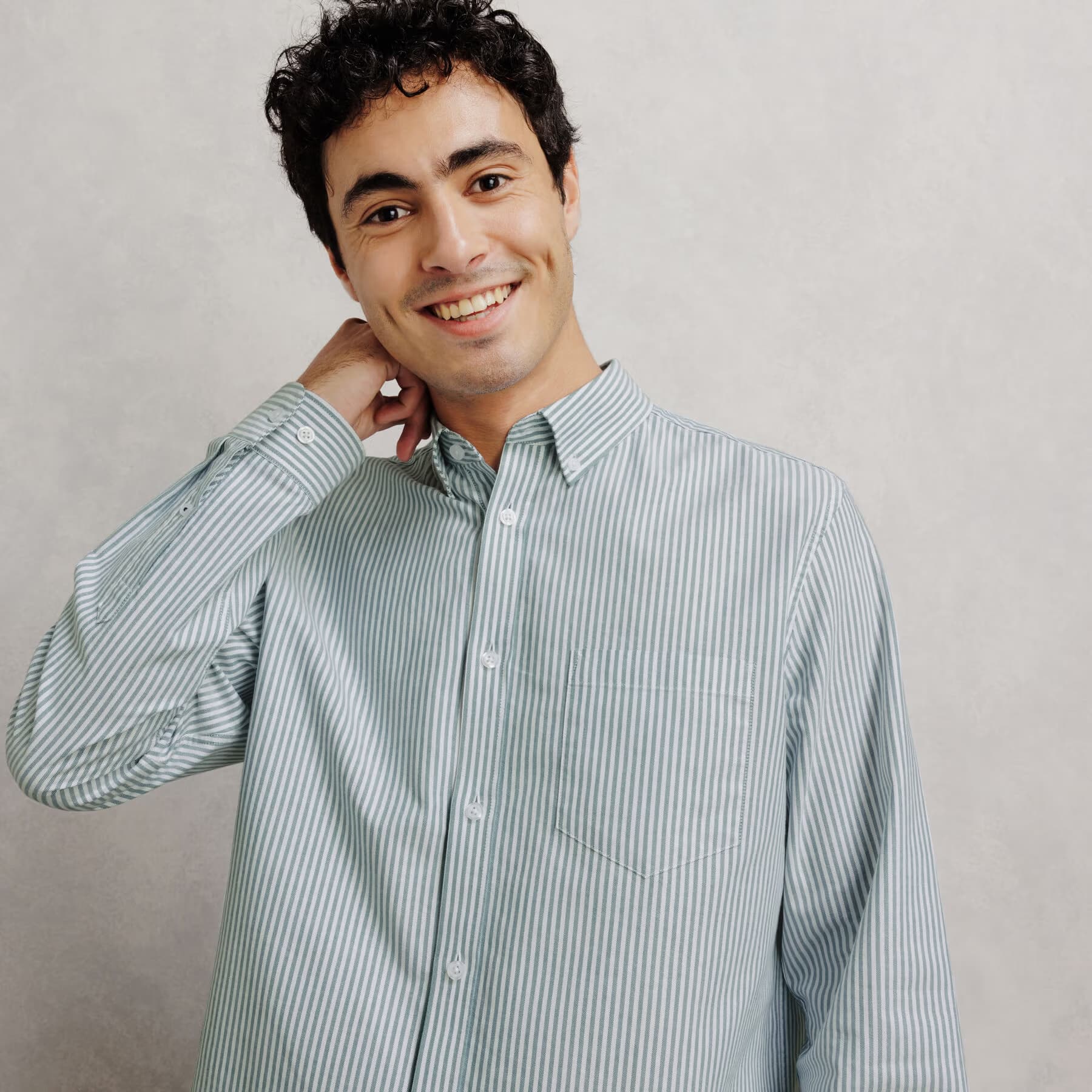 Chemise oxford rayée "le parfait by JULES" Vert clair