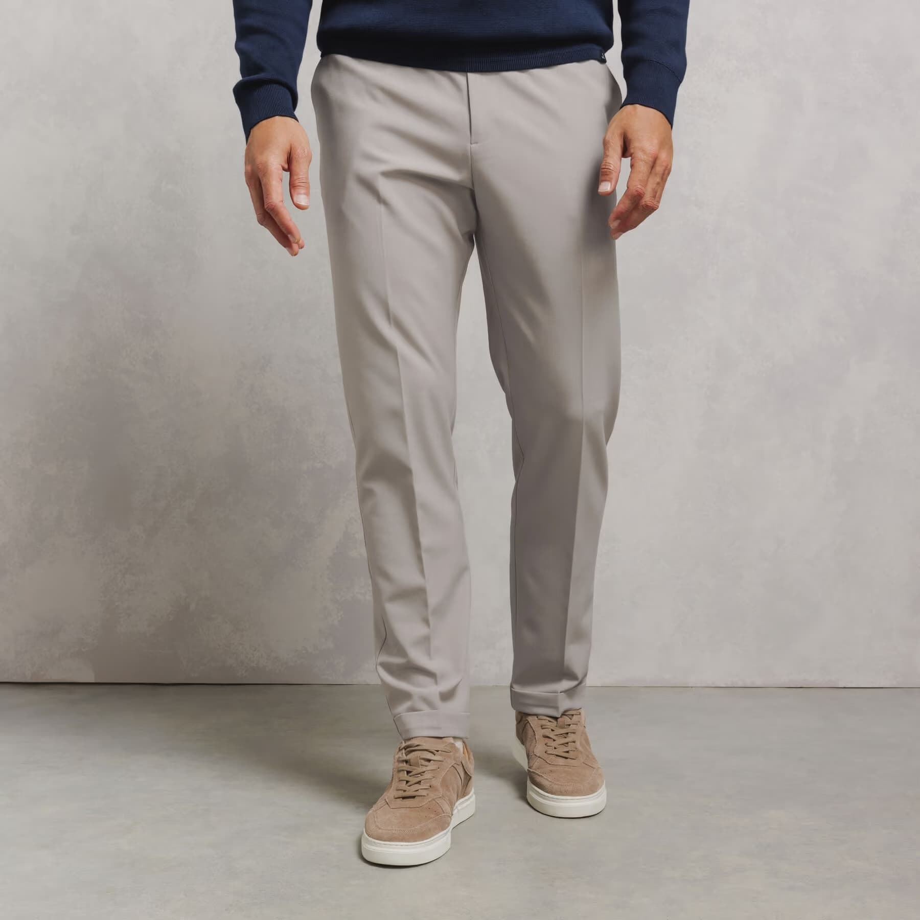 Pantalon tapered taille élastiquée Ecru