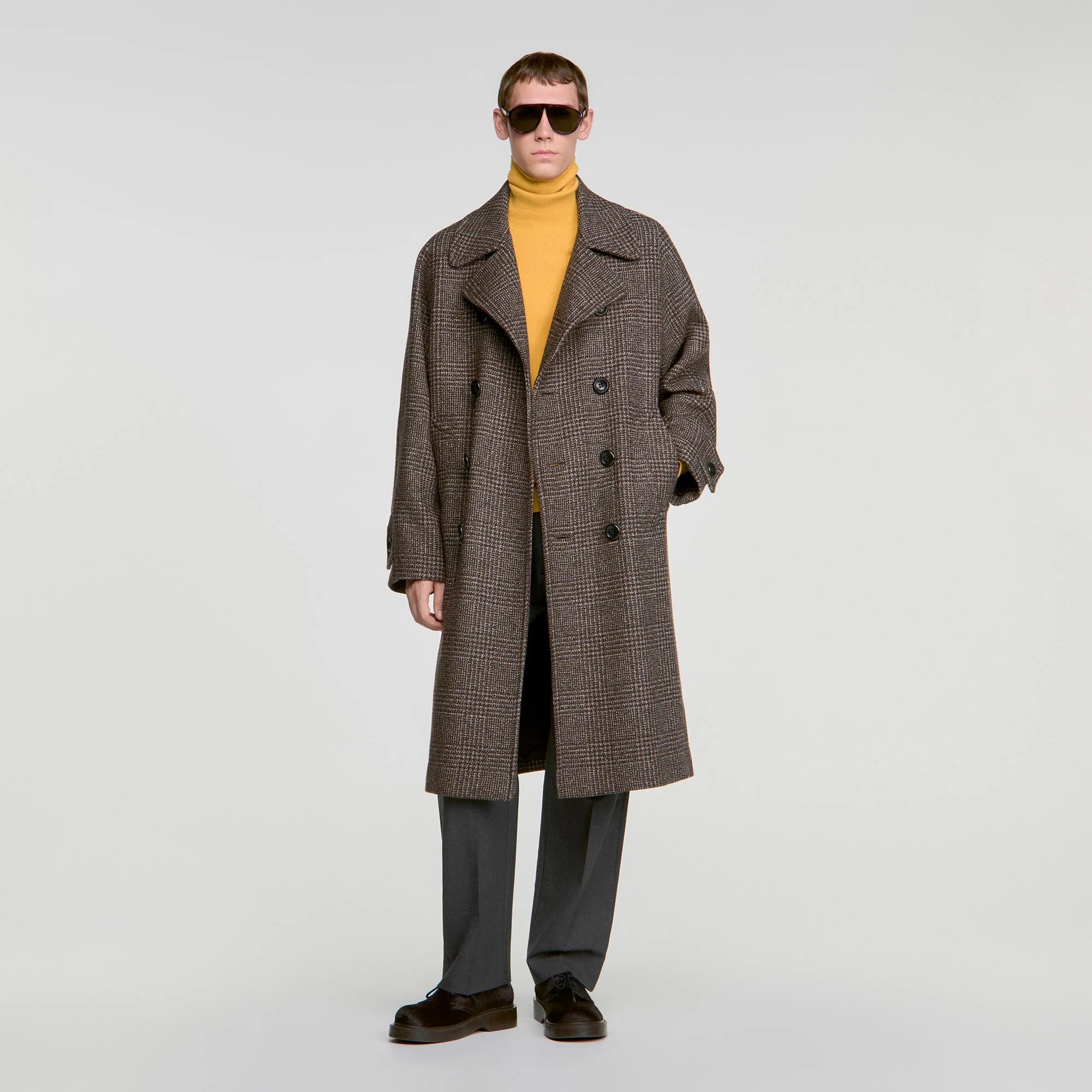 Manteau en laine à carreaux