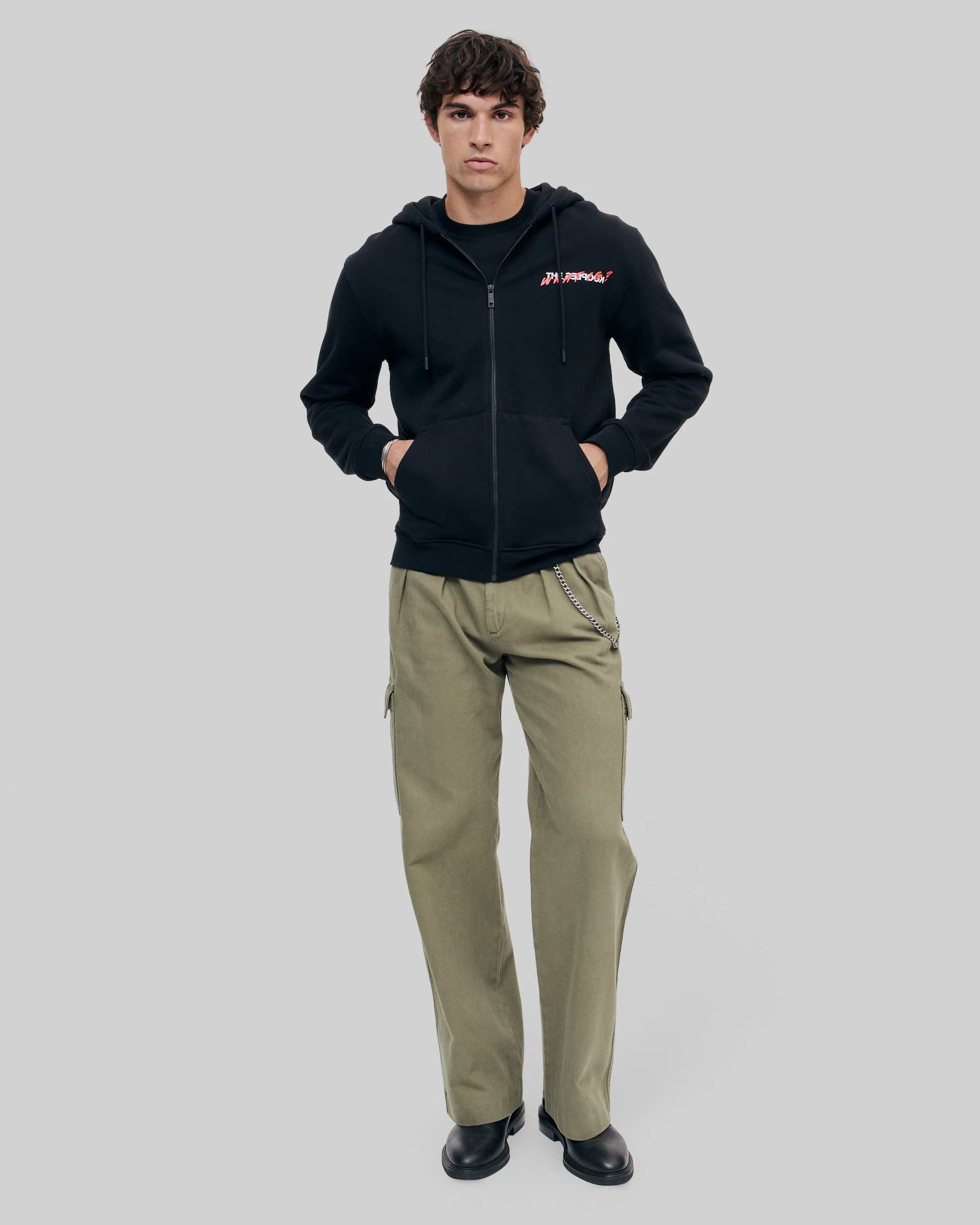 Sweatshirt à capuche avec sérigraphie Panthère noir