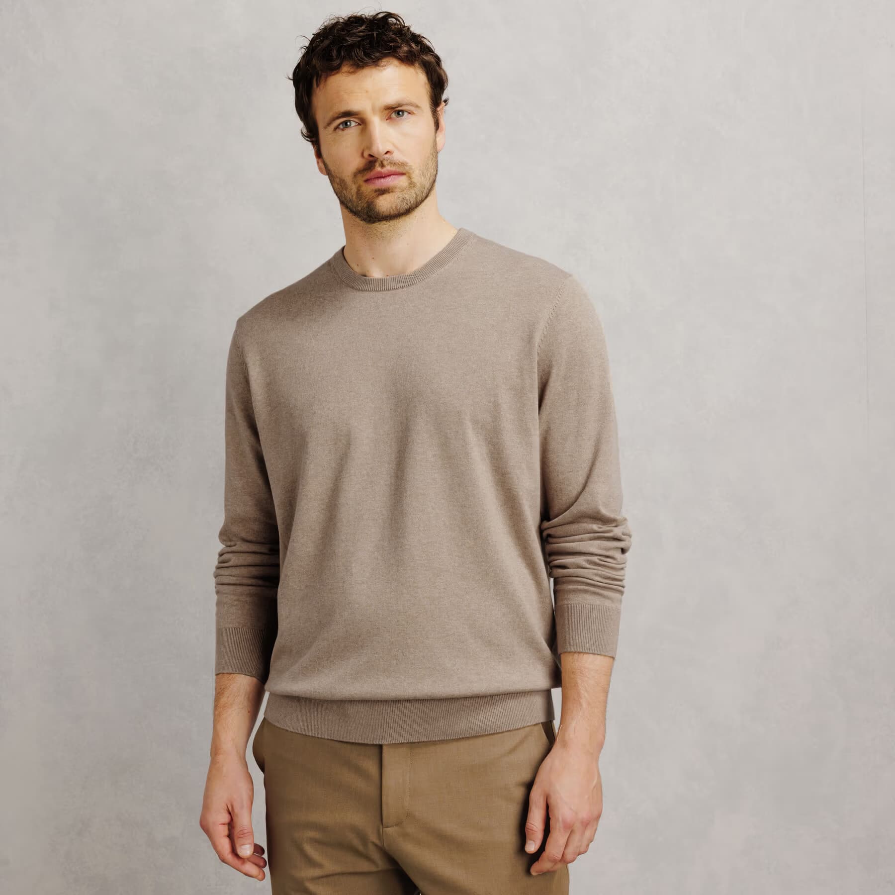 Pull col rond Beige