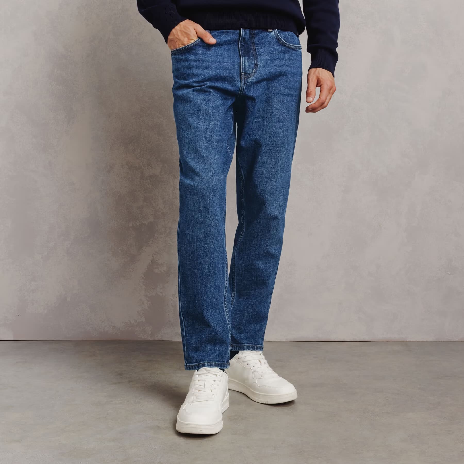 Jean tapered délavé Bleu moyen