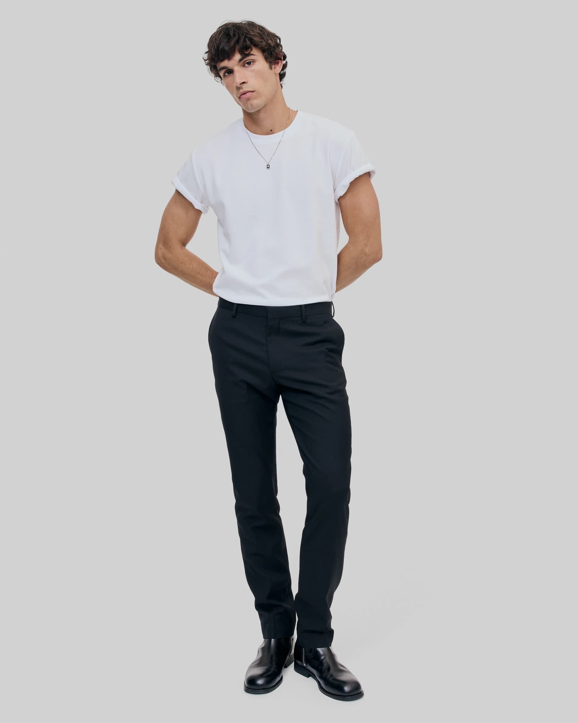 Veste de costume coupe droite en laine bleue