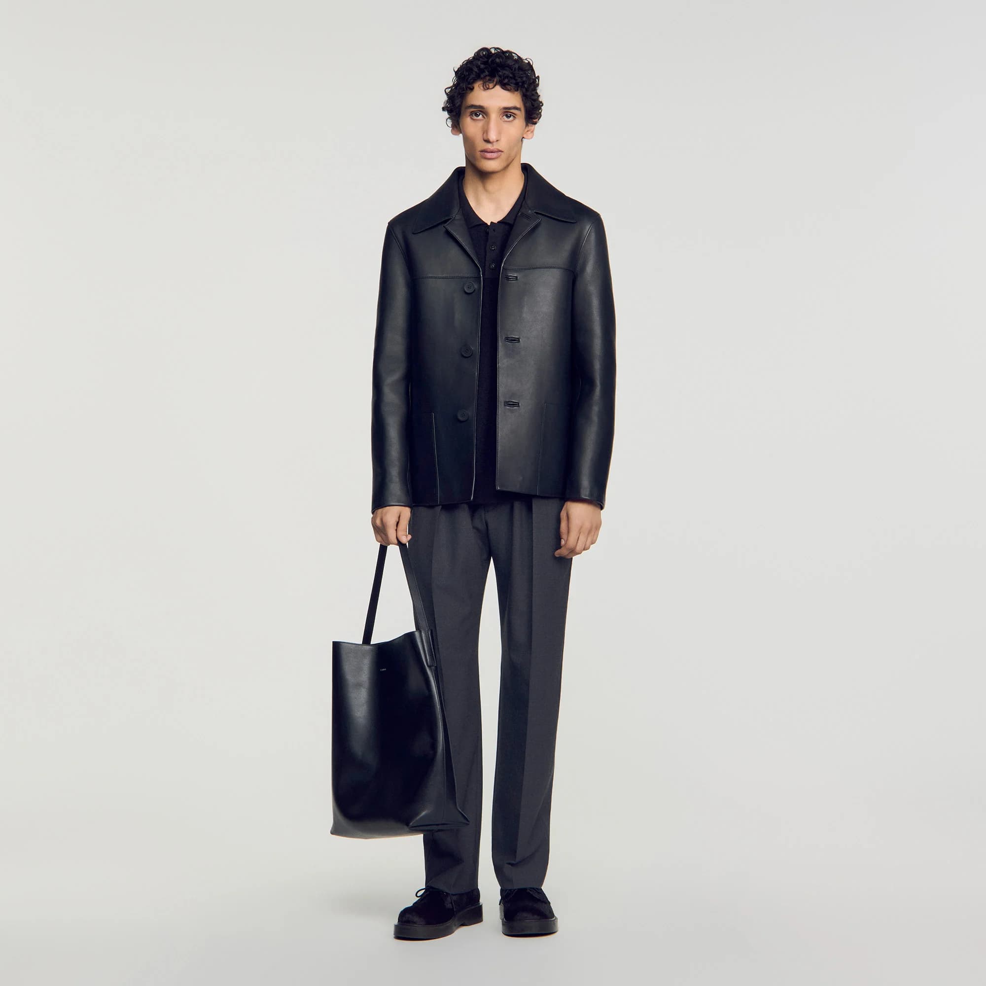 Blouson droit en cuir d’agneau
