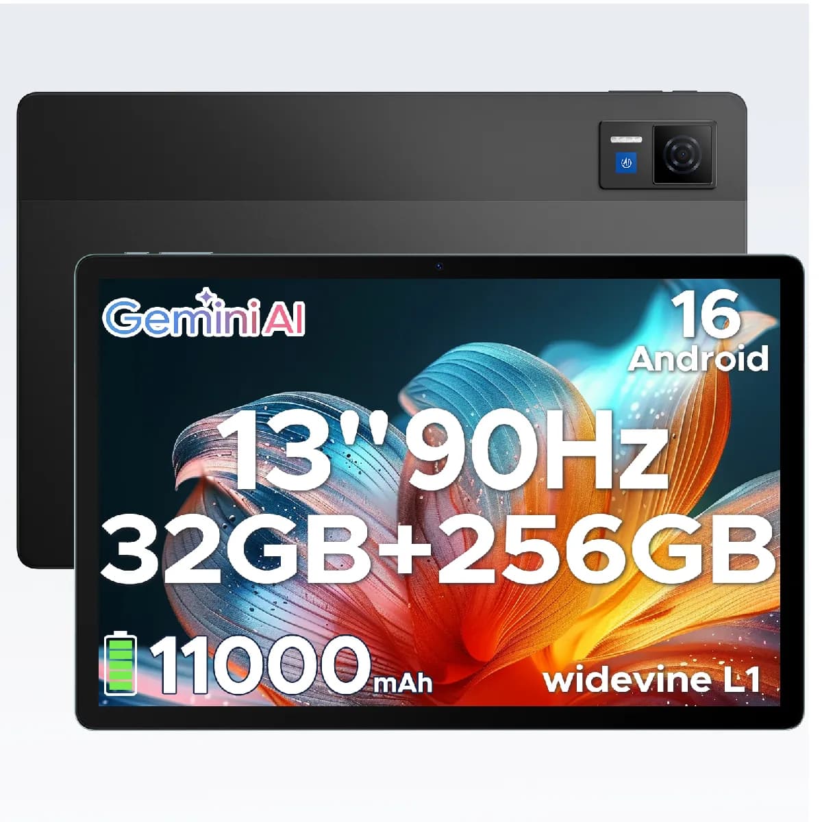 DOOGEE U13 11000mAh WiFi Tablette Noir - 13" FHD+ 90Hz - 32 Go RAM 256 Go ROM/2To