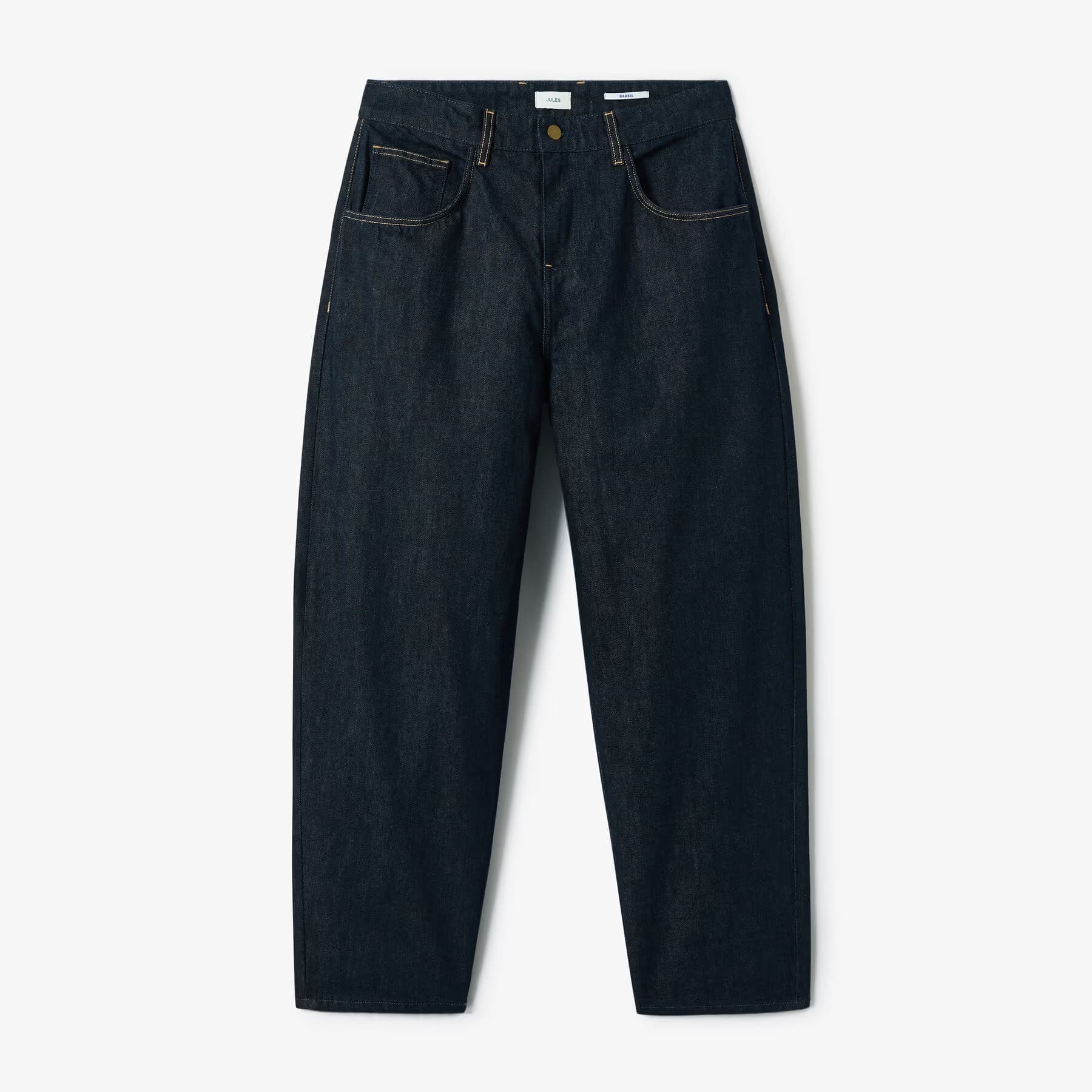 Jean barrel brut 100% coton Bleu moyen