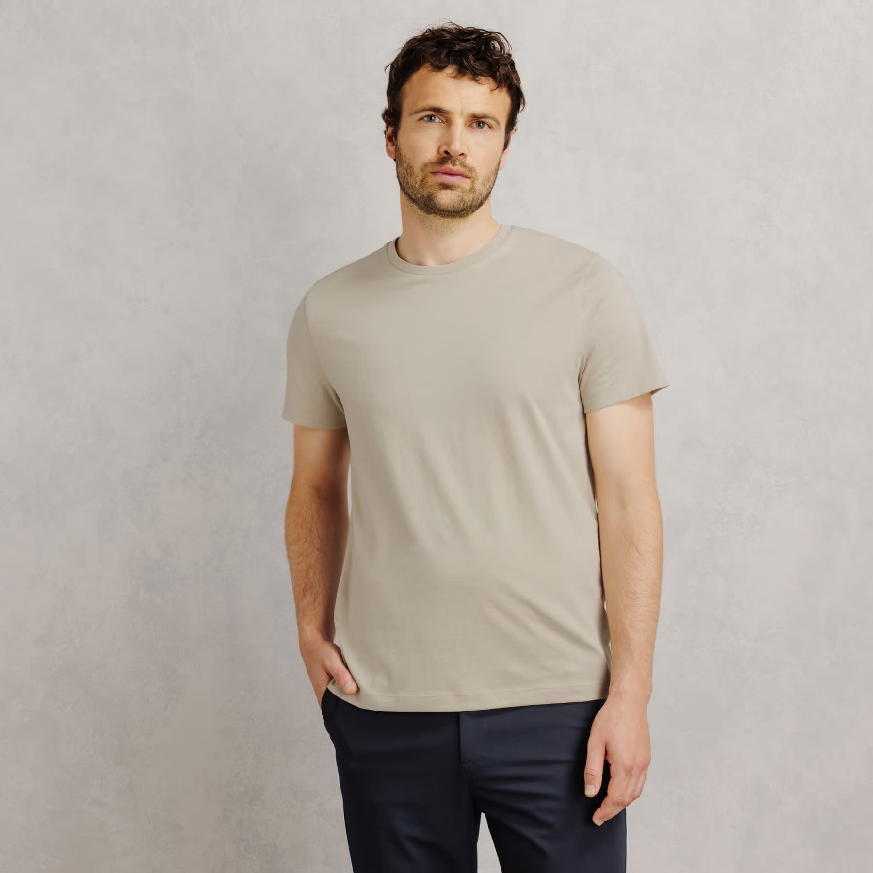 Tee shirt col rond coton majoritaire Beige